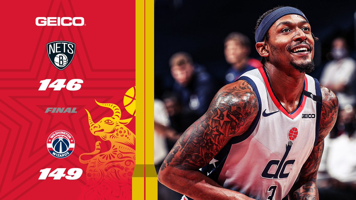 BACK IN THE WIN COLUMN.

Westbrook 41p-10r-8a
Beal 37p-5r-4a

#WizNets | <a href="/GEICO/">GEICO</a>