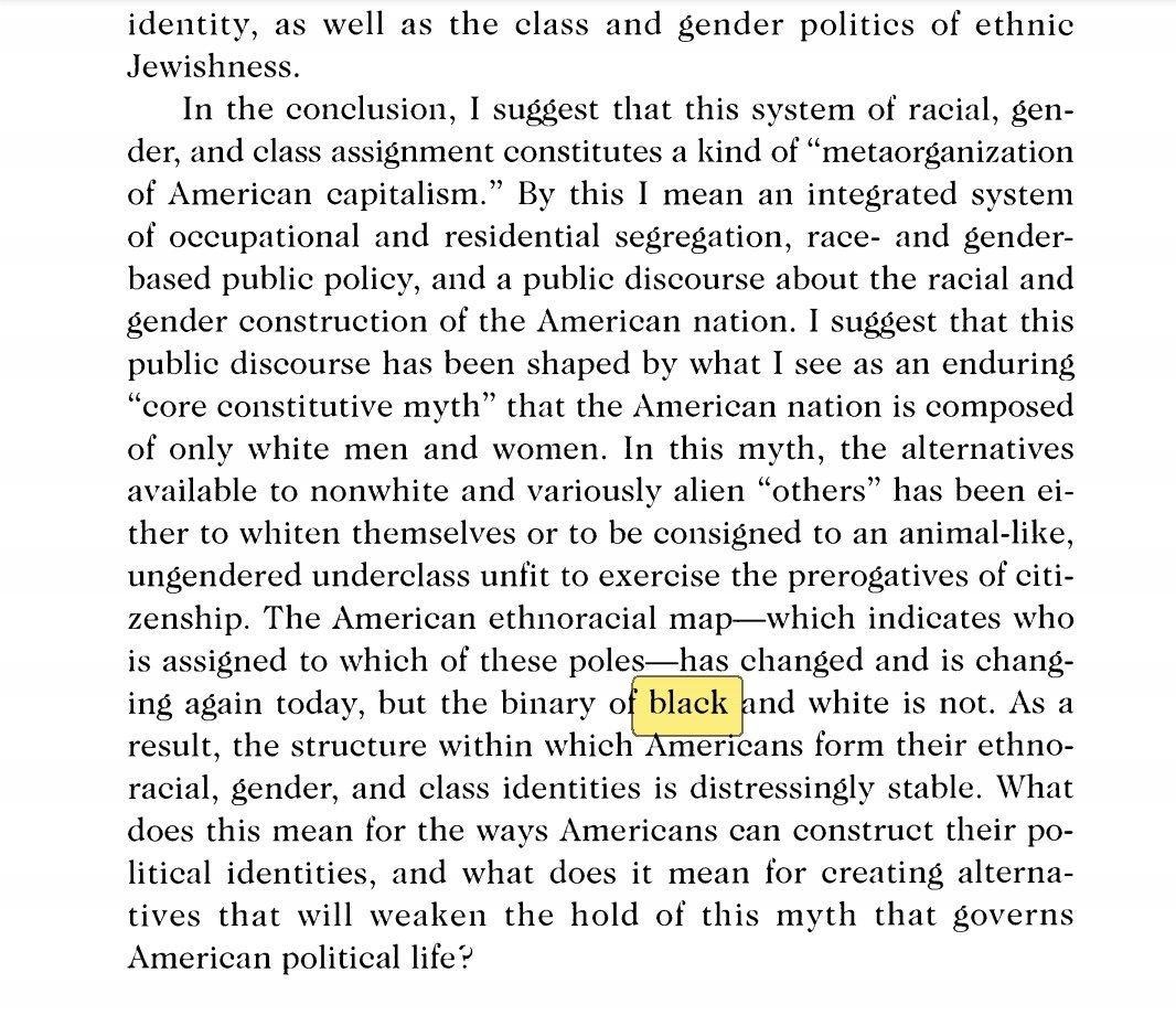 Brodkin comes at the issue of Jewishness by using "the white-black binary" and anti-capitalism as lenses. It's a strange way to structure the case. Jews are, in some sense, positioned as black-ish people forced to be white.