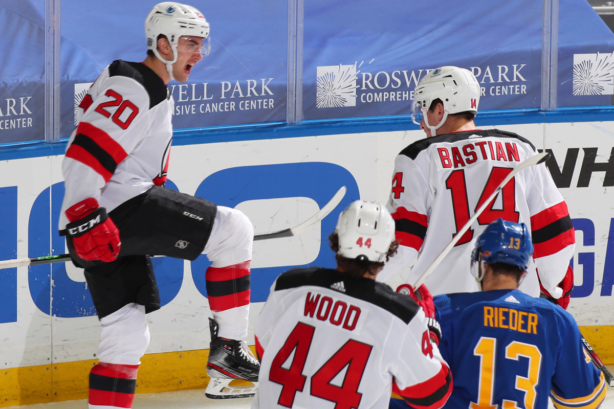 Miles Wood, Michael McLeod each score twice in Devils' win over Sabres