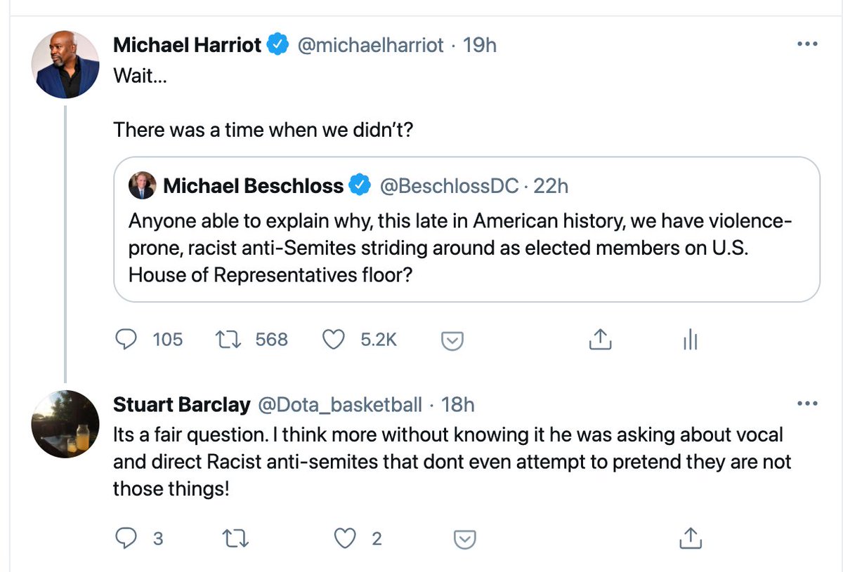 Some people thought this was a snarky remark, so I'll answer:A LOT of people thought  @BeschlossDC meant OPENLY "violence-prone, racist anti-Semites" striding around the U.S. Capitol as elected members.But here's your answer.A thread: