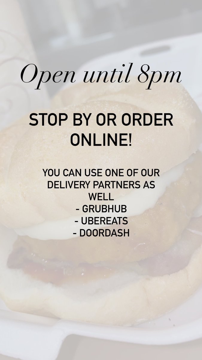 Open until 8pm seven days a week! Stop by, order online or use one of our delivery partners!