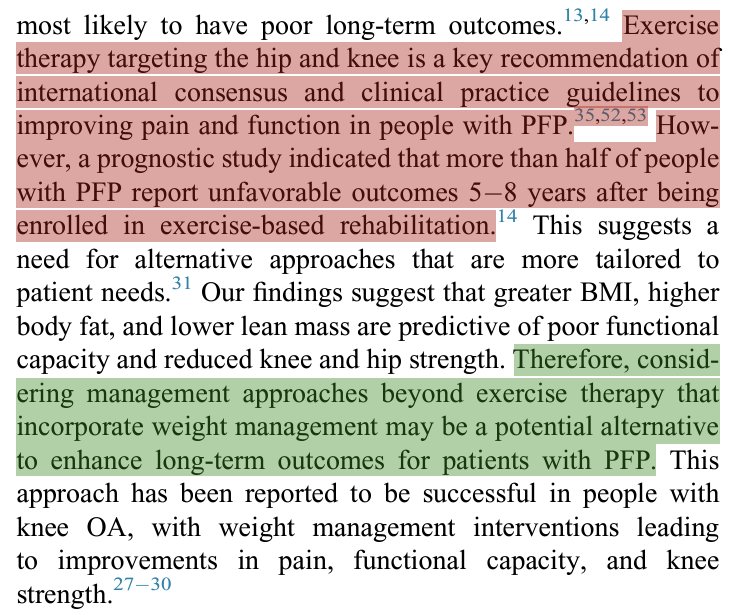 mboydphysio's tweet photo. Never thought about how obesity or higher body fat might be worsening patellofemoral pain. Something to look out for and discuss with clients in the future 🧐

From @amandaschenatto @MentiplayB et al

Full paper:
https://t.co/pq9vXRWLGs https://t.co/0YfHjHYKzL