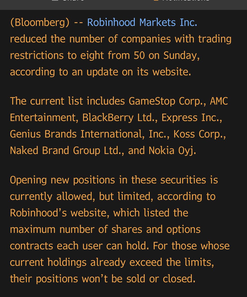 elerianm's tweet photo. As #investors/#traders prepare for a new week in #markets, @markets on changes to the controversial restrictions imposed by @RobinhoodApp on their clients. I doubt that they will fully satisfy critics who complain that #Robinhood has teamed up with the #WallStreet #establishment. https://t.co/hXnCQS5h4c