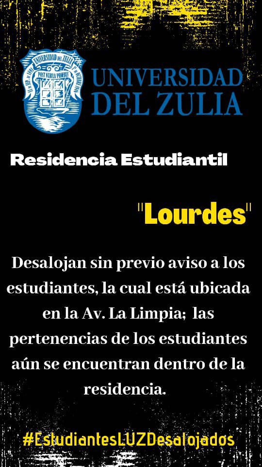 GonzalezLuisVe's tweet photo. Denuncia🚨| Sin previo aviso desalojan a estudiantes de la Residencia Estudiantil “Lourdes”, muchas de sus pertenencias continúan dentro de las instalaciones.
Exigimos sea solventada esta situación!
@rectorainforma
@luzadn
#EstudiantesLUZDesalojados
#EstudiantesSinTecho https://t.co/1jcsf7ewCr