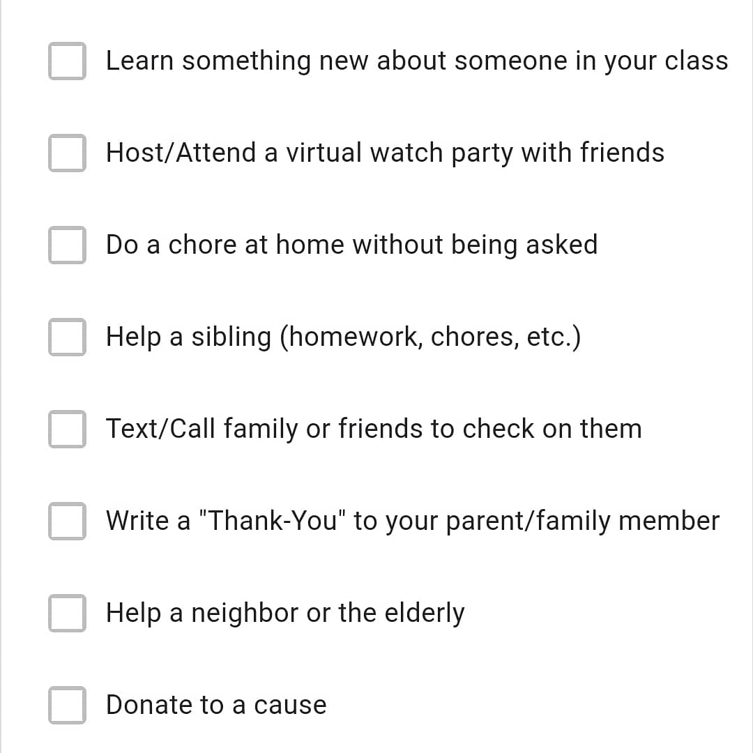 RoncalliStuCo's tweet photo. Don't forget about our newest class competition, the Acts of Kindness Challenge! All students have been emailed the link (and it's in Canvas announcements). Fill it out everyday of spirit week letting us know the great kindness you're sharing! https://t.co/uvFwE4KEFA