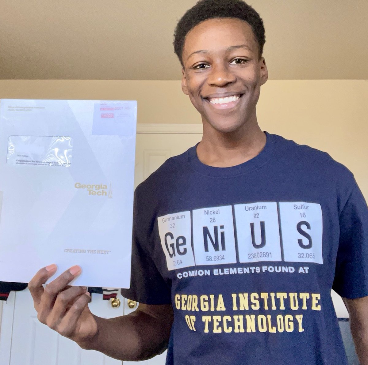 Yes, Nathan!  So proud of you becoming among 40 out of 3,000 to get full Provost Scholarship to <a href="/GeorgiaTech/">Georgia Tech</a> !!