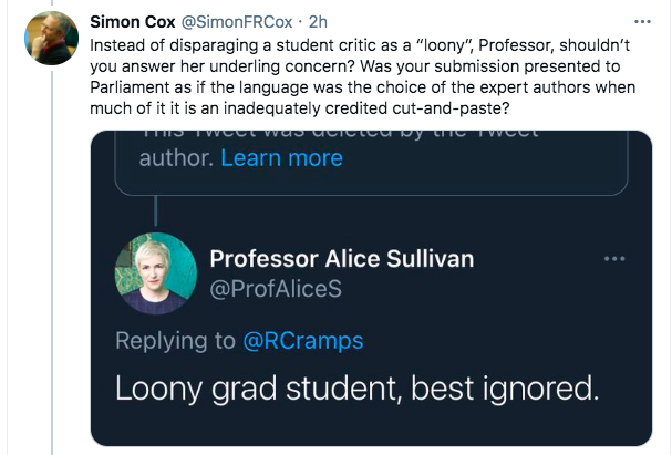  @SimonFRCox serious human rights barrister who thinks that wanting males in female-only spaces makes you a bigot is also deeply concerned about referencing (but does not want to talk about the findings of the Swedish Study)