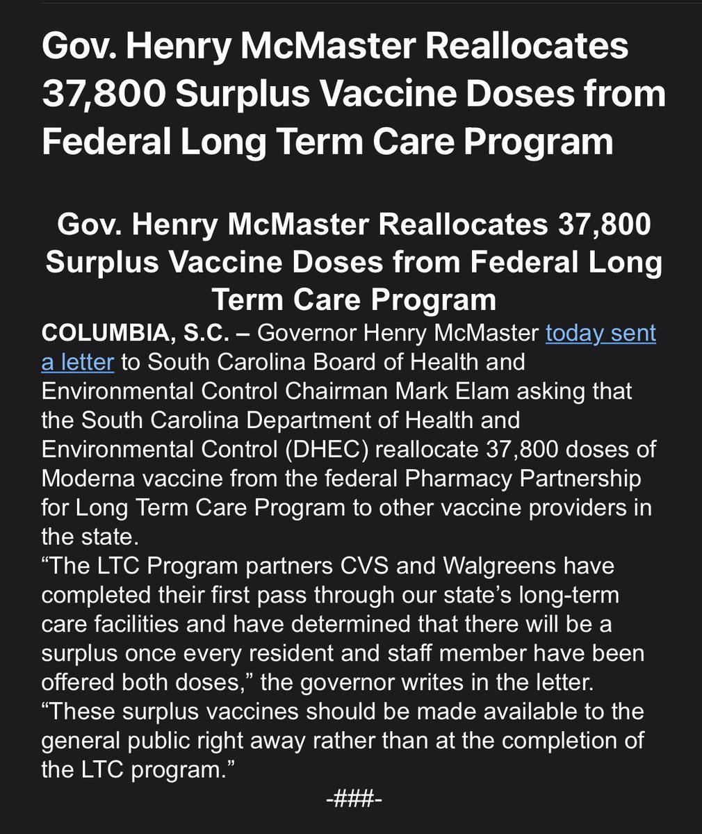 MiaSMcLeod's tweet photo. So...you’re forcing 50,000 SC teachers back into the classroom for face-to-face instruction while our #COVID19 numbers are still raging.

But, you’re “reallocating” 37,800 vaccines to the general public. 

Shouldn’t those “extras” go to TEACHERS, ⁦@henrymcmaster⁩?😷 https://t.co/lvmQ3ZJvrF