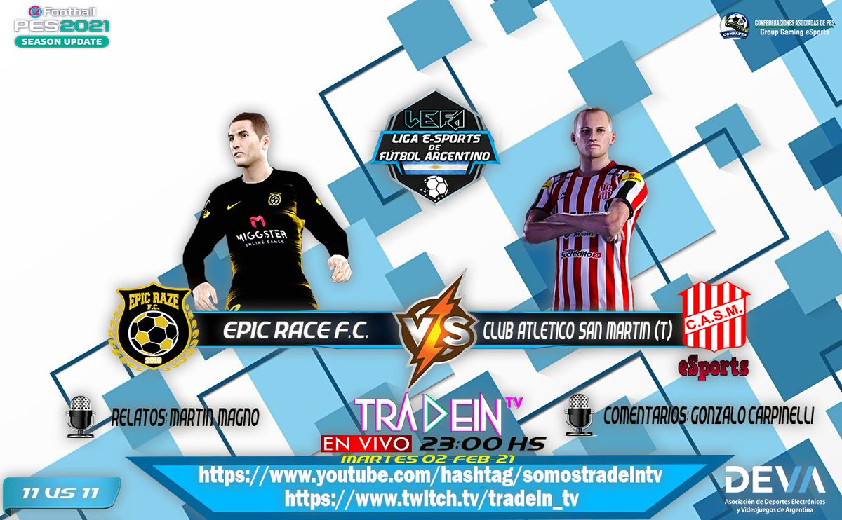 Se define la Liga eSports de Futbol Argentino, se juegan todo por el todo. Este Martes 02/02/21 Desde las 22:30 hs acompáñanos en la emocionante recta final. Con la transmisión oficial en <a href="/TradeinTv/">TradeinTV</a> , con los relatos de @martinmagno_arg y los comentarios de @gonzalocarpinelli.