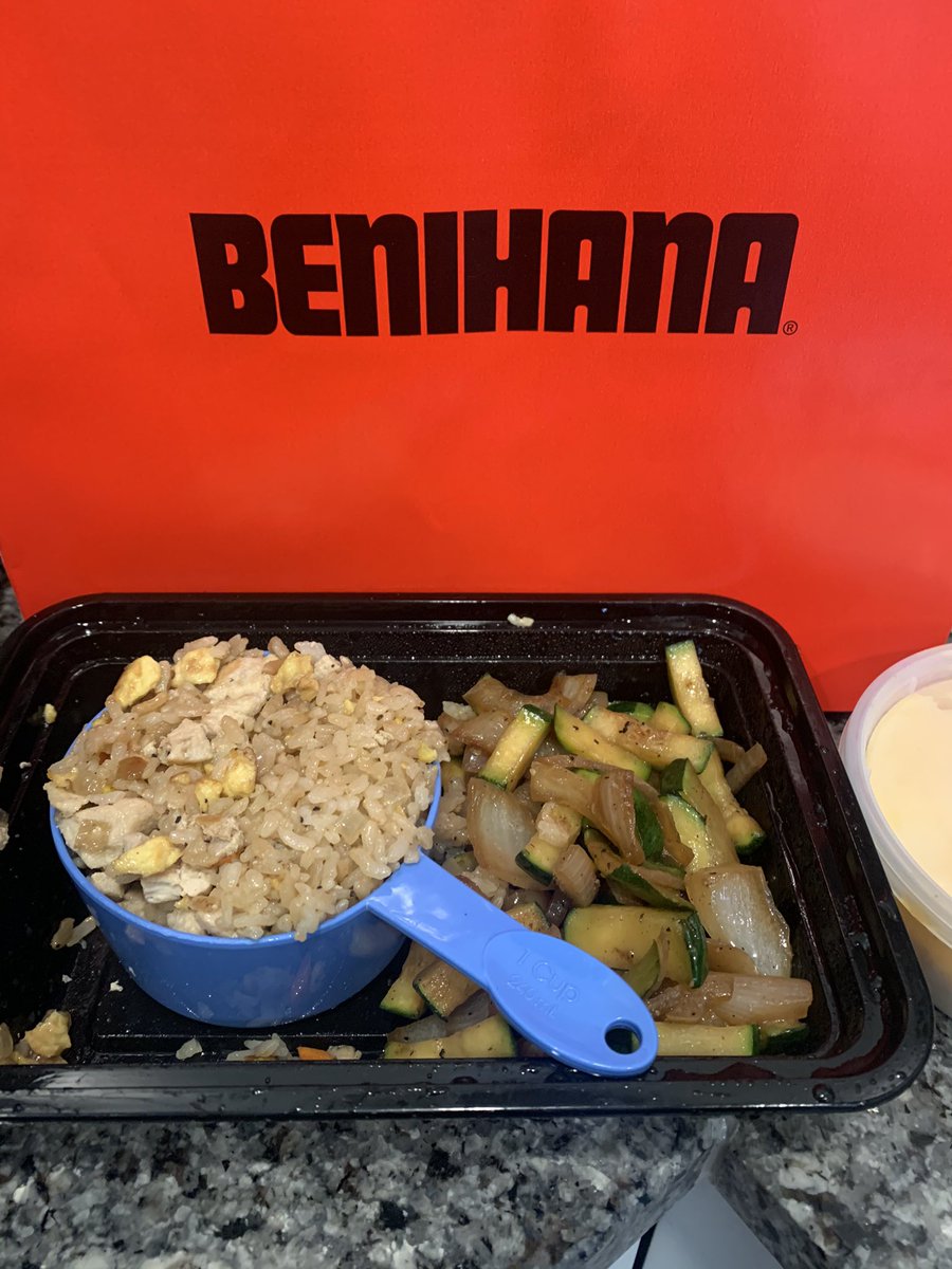 RachelRenHicks's tweet photo. @Benihana I’m a little perplexed that at $50 steak and shrimp meals for two rewards each person only 1/2 cup of rice. Yikes! https://t.co/uS3fzJuNUm