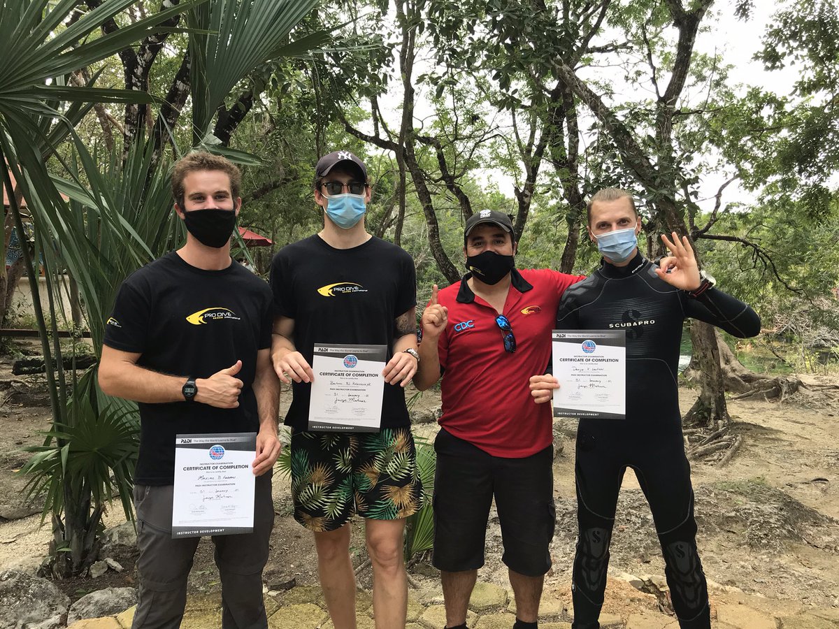 goprodiveint's tweet image. A HUGE Congratulations to our new #padiinstructors Max from 🇫🇷, Bartosz from 🇮🇩 and Denys from 🇺🇦 in succeeding the #padi  #instructorexamination today in Playa del Carmen, Mexico!I wish you a successful #padipro career !! This is your passport for adventures around the #world !