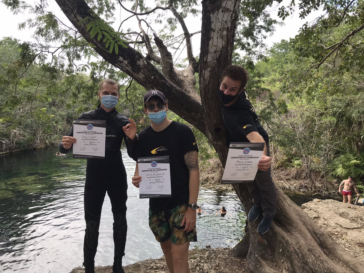 goprodiveint's tweet image. A HUGE Congratulations to our new #padiinstructors Max from 🇫🇷, Bartosz from 🇮🇩 and Denys from 🇺🇦 in succeeding the #padi  #instructorexamination today in Playa del Carmen, Mexico!I wish you a successful #padipro career !! This is your passport for adventures around the #world !