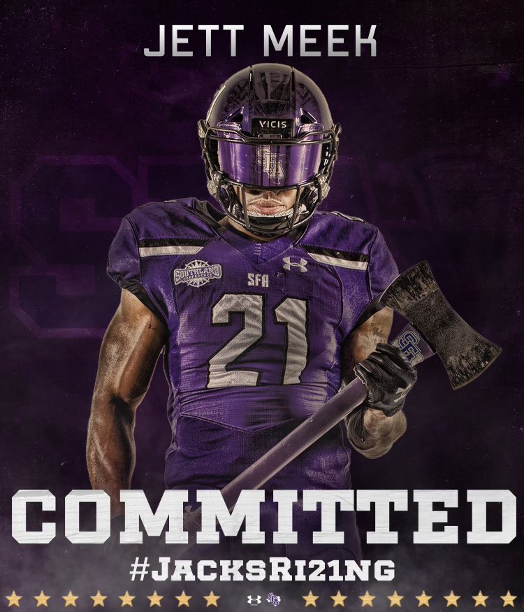 MeekJett's tweet photo. Romans 8:28 And we know that in all things God works for the good of those who love him, who have been called according to his purpose.                     @CoachCarthel @SFA_Football #GodSent https://t.co/5VpfYjbzNs