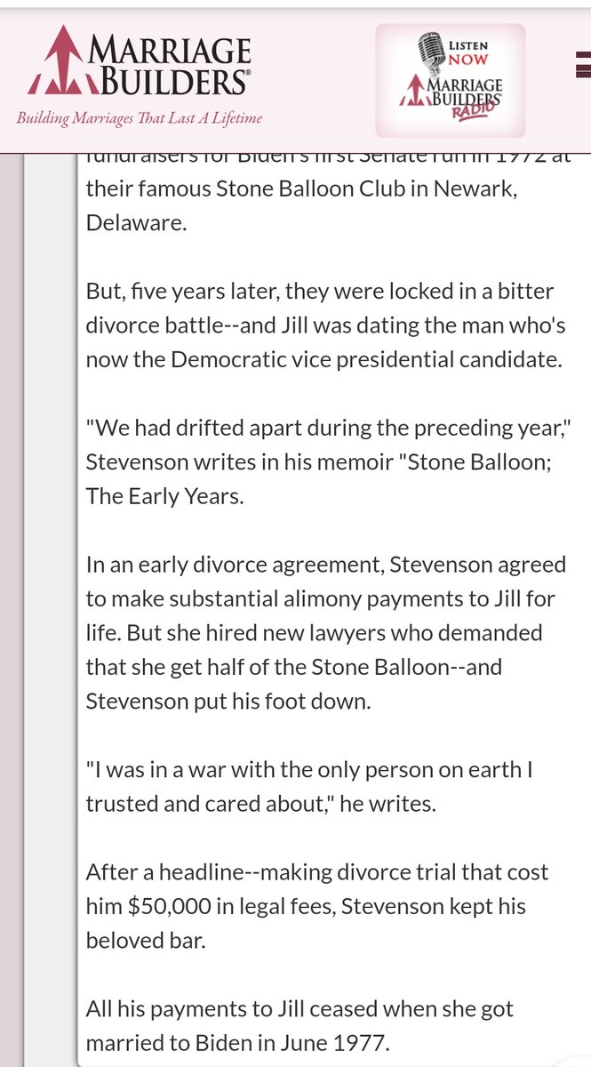 21/ Bill and Jill separated (well, he kicked her out). Bill agreed to pay Jill a "substantial" amount of alimony, but then Jill decided no, she wanted 1/2 ownership of the Stone Balloon.
