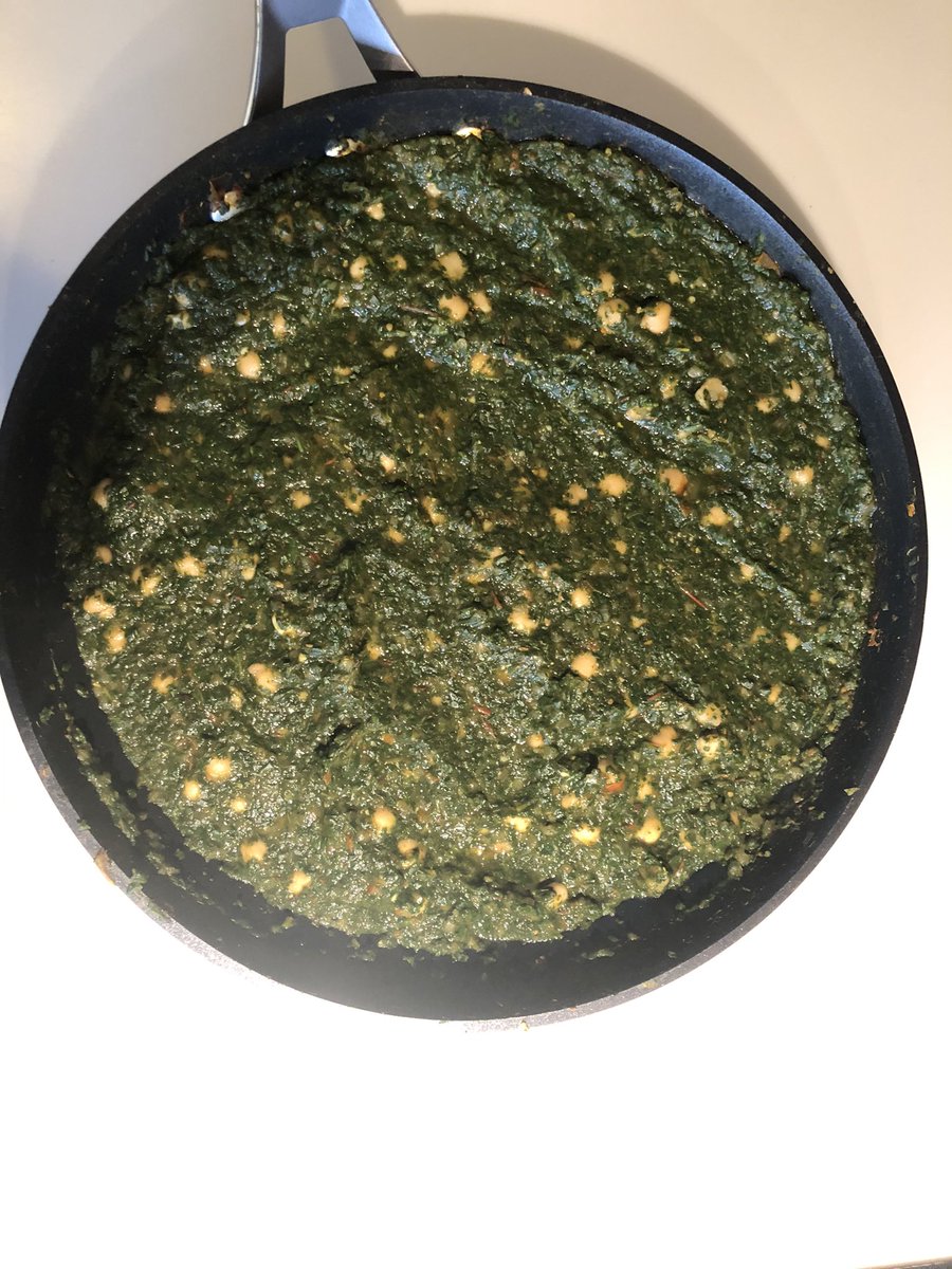 writesharper's tweet image. Tried vegan saag with chickpeas today. This Indian-cuisine loving girl was super excited with the outcome. It’s delicious! #mylifedoesnotsuck  #indiancuisine #indianfood