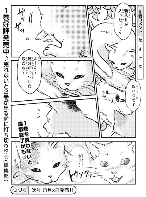 1巻が売れないと2巻が出ない、完結するまで待ってると連載打ち切りの危機?という言いにくい話を、わかりやすく伝える方法を考えてみたけど、直球すぎた('ω`) 
