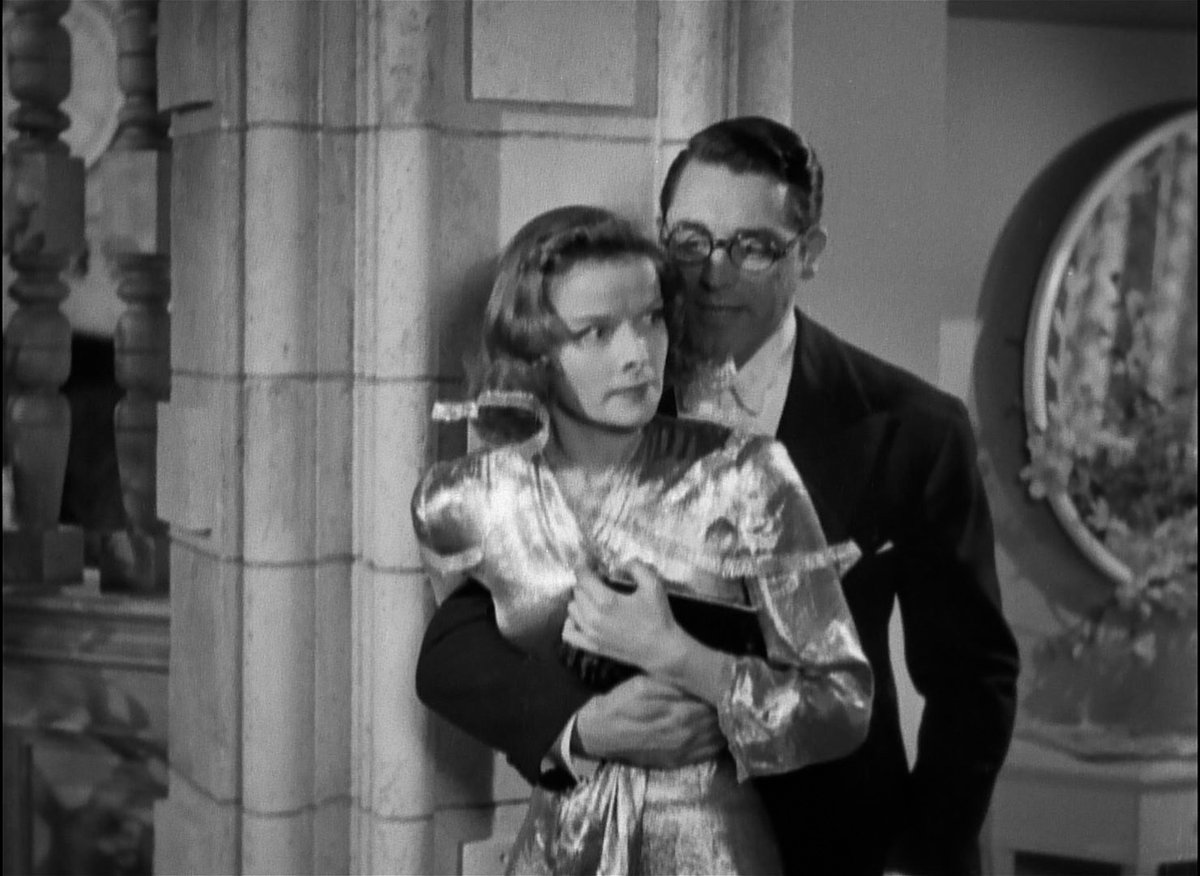 Back to the Roxy. Grant, being a gentleman, stands up to let her by. But: His fly was open. Because that can happen even to Cary Grant. The lady’s dress gets caught in the zipper. Really, really caught in the zipper. #CriterionMovieClub