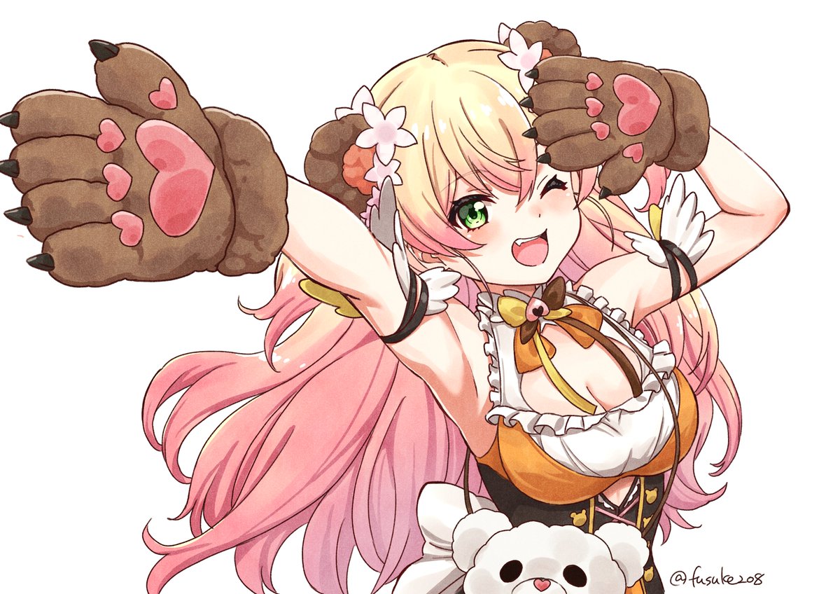 桃鈴ねね 「白背景+透過素材 」|ふうすけのイラスト