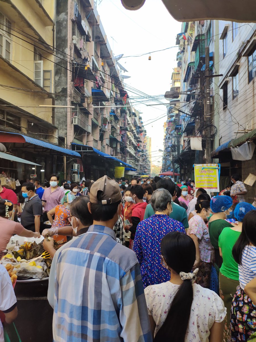 The market is busier than usual, but people seem to be buying fairly normal amounts. It doesn't look like panic buying. The increased patronage may be due to a noticable increase in male shoppers. It seems like whole families are out and not just the women.