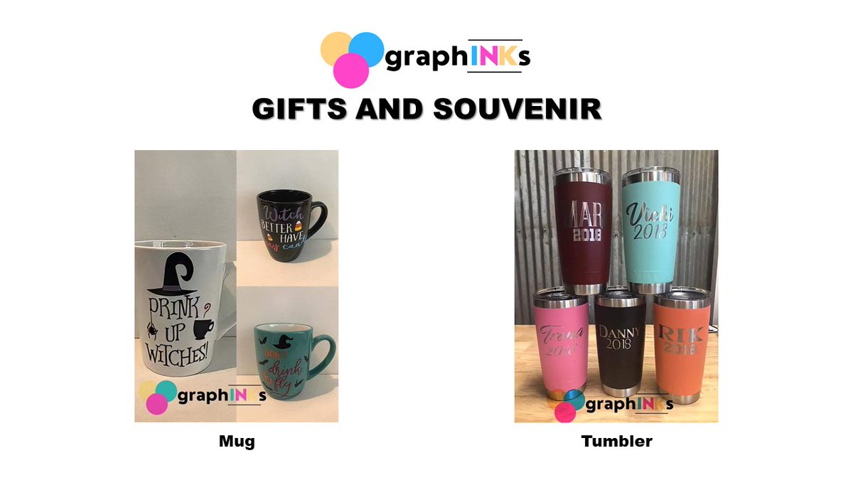 graphinksph's tweet image. Looking for someone who can help you decide what designs your gifts or sourvenirs should have? graphINKs is here for you!

Just check the photos attached for our sample designs of mug and tumbler.

Send us a private message for further inquiries! 📩