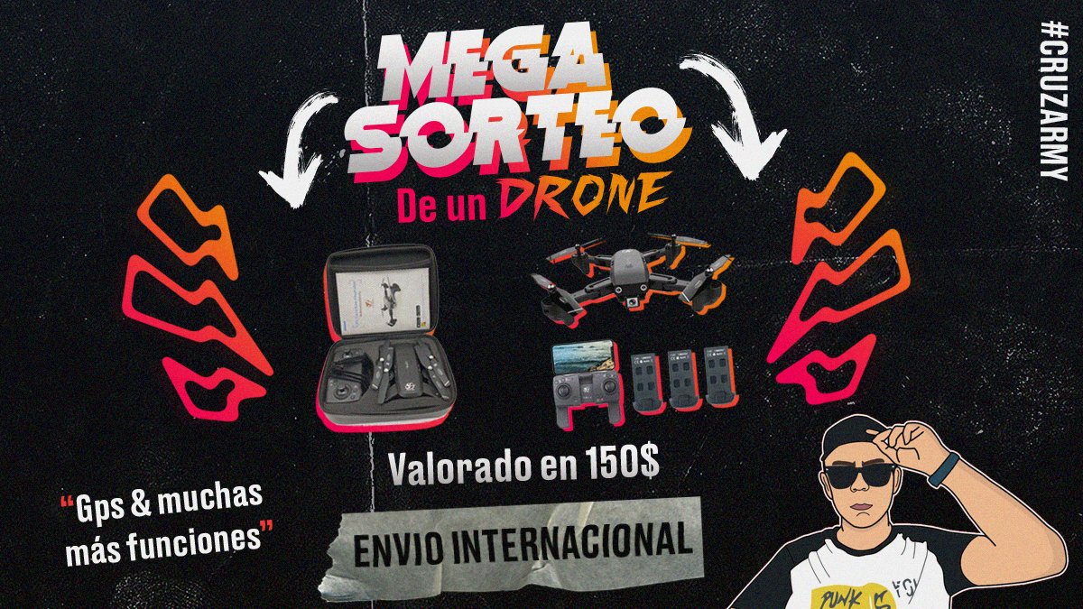 ❌GIVEAWAY DRONE $150❌
🔱MEGA SORTEO DE UN DRONE CON CÁMARA, GPS, 2 BATERÍAS EXTRAS 🔱
✴️ ÚNICOS REQUISITOS✴️
-SEGUIRME <a href="/mundo10cruz/">CRUZ</a>
-DAR RT Y FAV
-ETIQUETAR A UN AMIGO
GANADOR EN 20 DÍAS