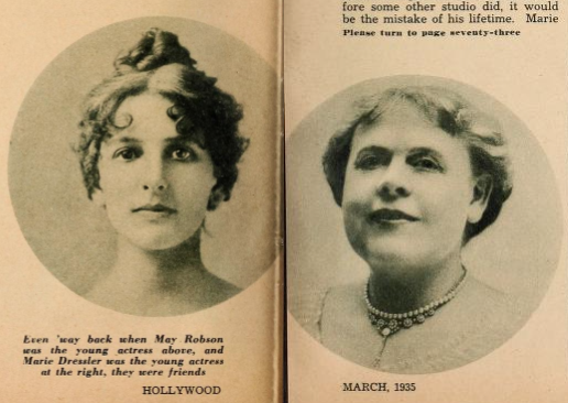 Here is a photo of May Robson at the height of her stage years. On the right is a shot of young Marie Dressler I had never seen before. The two troupers were fast friends for many years.  #CriterionMovieClub