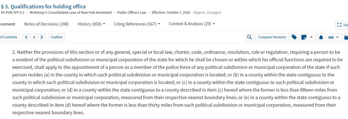 First, it would be really difficult to pass a residency requirement for NYPD cops. A mayor couldn't do it, nor could the city council; it would have to be the state legislature. That's because of a state law that specifically restricts residency requirements for police.