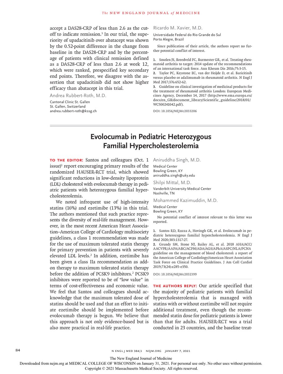 Shots fired! Strong letter &amp; rebuttals in <a href="/NEJM/">NEJM</a> re:UPA vs ABA RCT

I covered this on the podcast &amp; agree w/both sides: 

1. DAS28-CRP was a silly primary outcome
2. CDAI also looked better for UPA

Moral of the story: don’t play shenanigans with outcome measures!