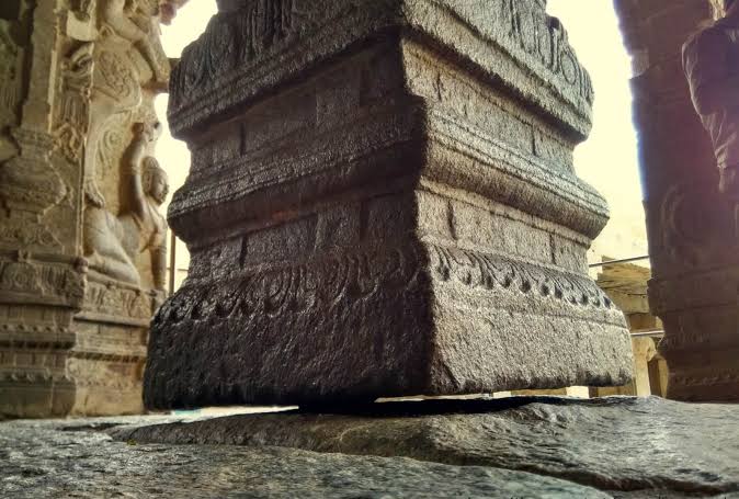 HANGING PILLAR OF LEPAKSHI TEMPLE Inside a beautiful Indian temple is a seemingly magical floating pillar that doesn't touch the ground