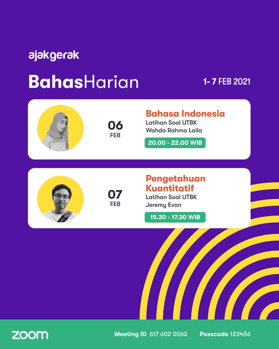 Jadwal Bahas Harian Minggu ini!✨

Ini dia jadwal yang selalu dinanti-nantikan SobatGerak tiap minggunya😊

Jangan lupa ajak teman-temannya juga ya SobatGerak!!☺️

#ajakgerak #ajakbelajar