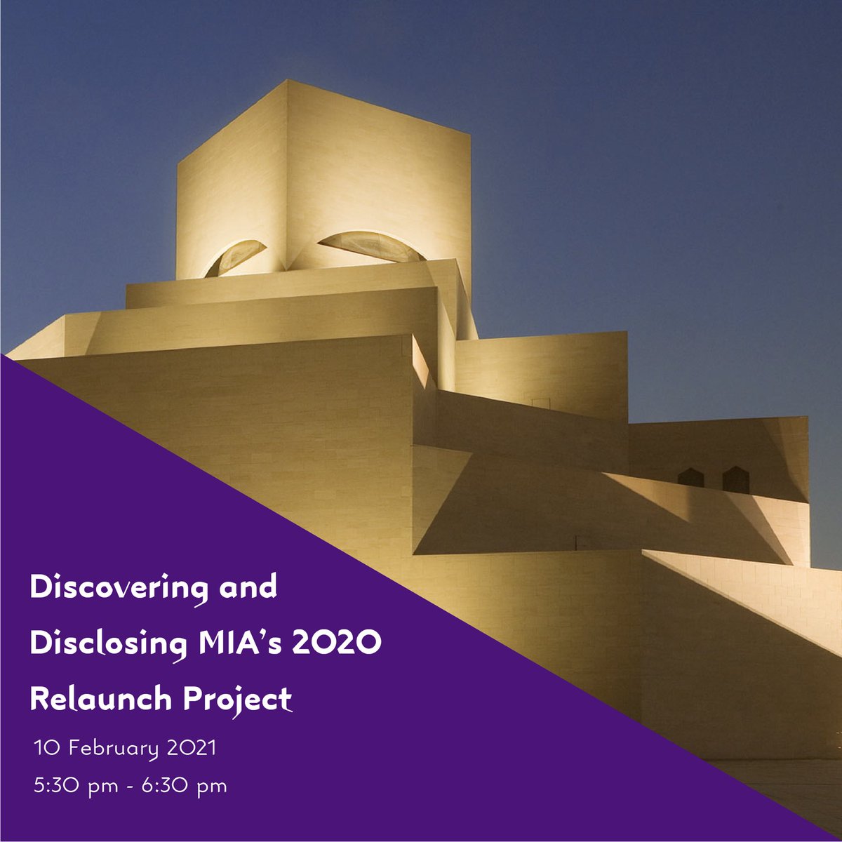 Wednesday, February 10th “Discovering and Disclosing MIA’s 2020 Relaunch Project”: a detailed look into the storylines and objects shaping the Museum’s largest renovation since its opening. Presentation and discussion with MIA curators.