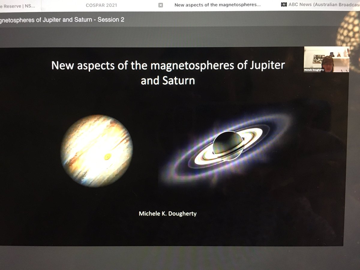 So sample is finally set up and running, so I can listen to a lecture by Prof Dougherty on the magnetospheres of Jupiter and Saturn, If you could see the magnetosphere of Jupiter is would be bigger than the sun in the sky.