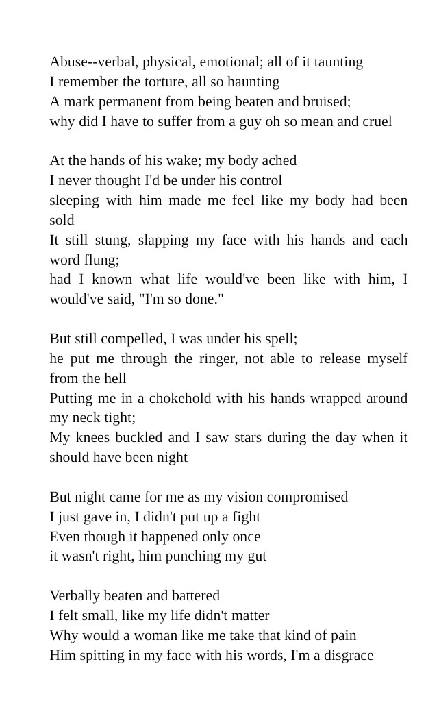 AriKet365's tweet photo. Stop The Silence On Domestic Violence: 

They say to write what you know. What I went through almost 10 years ago broke me to my lowest point.This poem tells a very raw story of mine, but there's a light at the end of the tunnel.#stopthesilence  #domesticviolenceawareness #poetry https://t.co/TS57kid3dN
