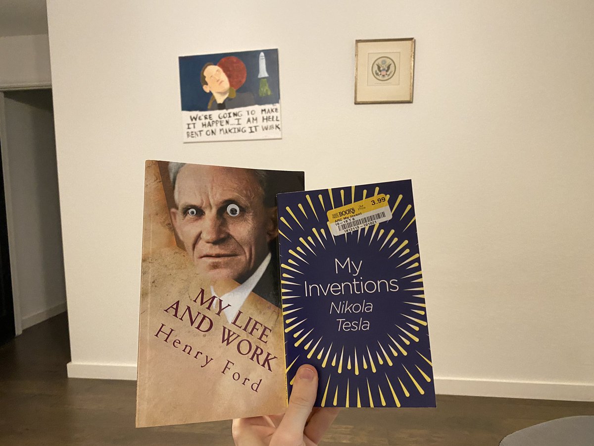 It’s book review time.I read both of these books.The Henry Ford one was ill. More on that later.The Tesla one was abysmal. The book is called “my inventions” and I read it but have no idea what he invented. Tesla was a mess and you can see why he died poor. His brain was