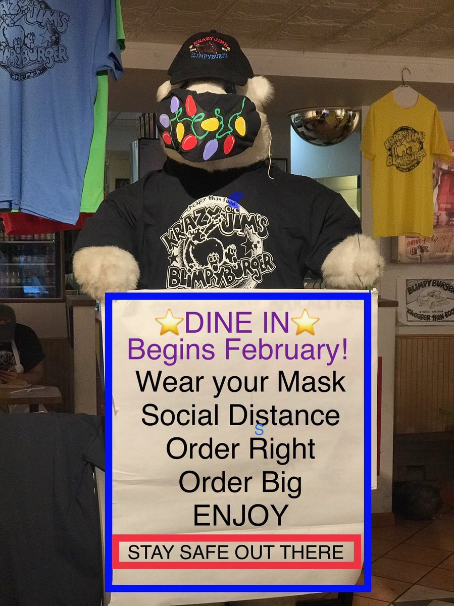 KrazyJimsBlimpy's tweet photo. Open for dine-in February 1st! Open 11-9pm. Carry-out always available.
#annarbor #restaurant #carryout #dinein #burger #downtownannarbor https://t.co/4rhd5Ac33E