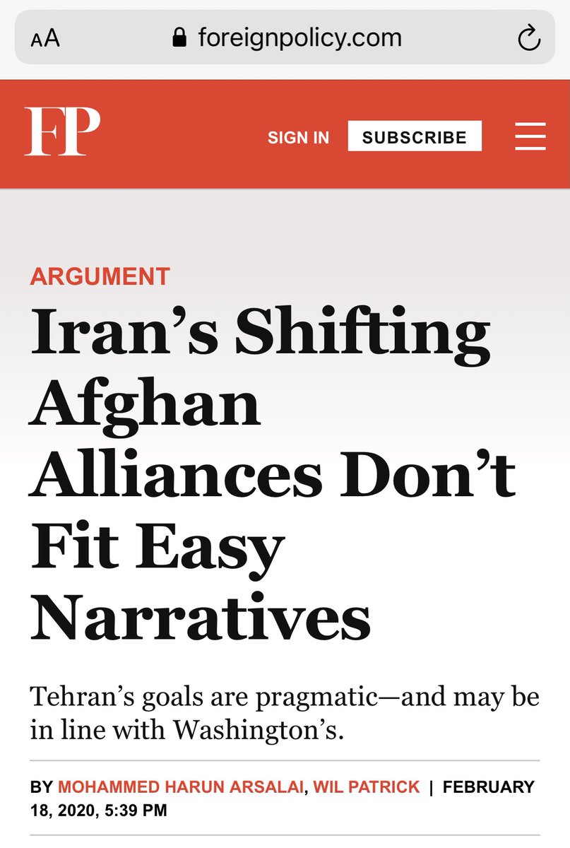 Mohammed Harun Arsalai, an avowed "decolonial anti-fascist" who is apparently a common fixture in US foreign policy rags. Funny that!Maybe he knows that Robert Evans guy?Anyway, they keep spelling it out. https://foreignpolicy.com/2020/02/18/suleimani-war-quds-iran-shifting-afghan-alliances-dont-fit-easy-narratives/