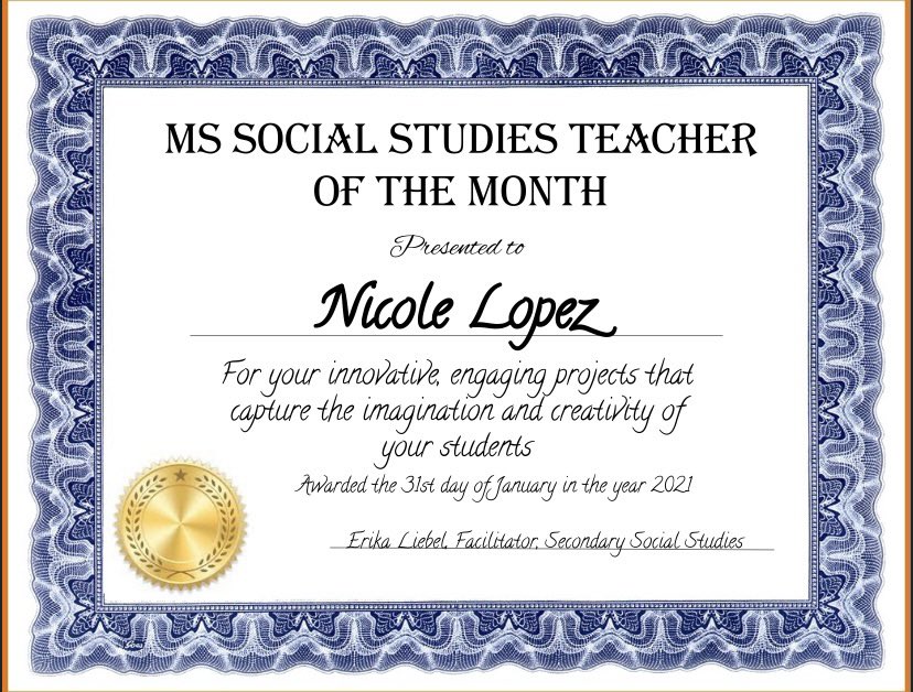 FancyClancyALL's tweet photo. Hey, I know her!! Woot woot to Ms Lopez, Social Studies teacher of the month, you make @RossRebelsEPISD proud! 👀🎉💚💛 #rossrebels @jason_yturralde @Montoya_HMS_RMS @ELiebelerika https://t.co/N0o5e7fuka
