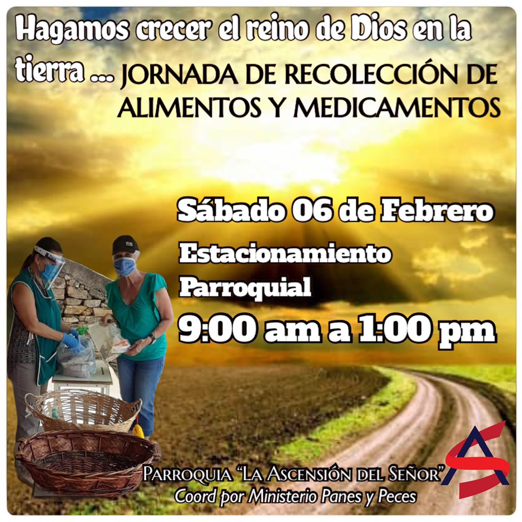 plaascension's tweet photo. Únete a esta buena causa... Jornada de Recolección de Alimentos... Sábado 6F en nuestra parroquia @plaascension de 9:00 am a 1:00 pm @kikeantalamor @ingabmarin https://t.co/A0H7zRjelD
