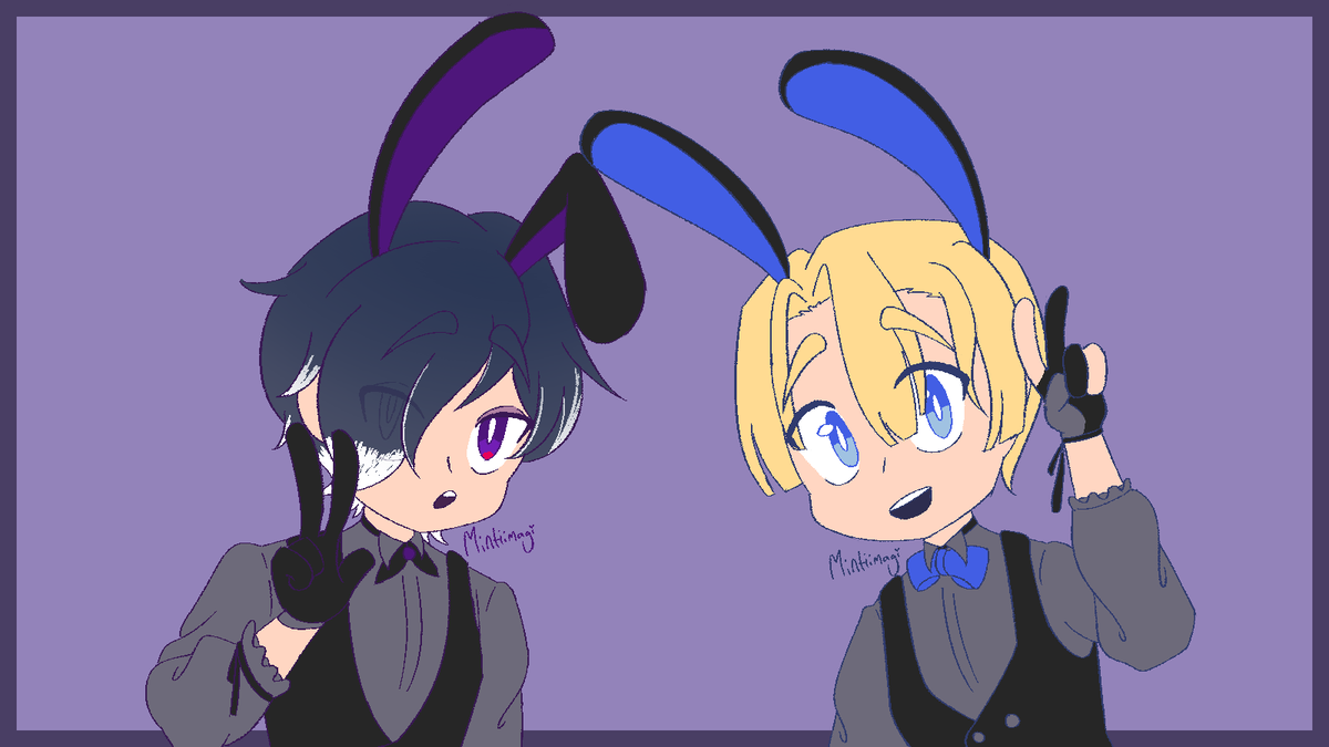 mintiimagi's tweet photo. Bunny boys I drew as a gift! https://t.co/7xdX1u0fRe