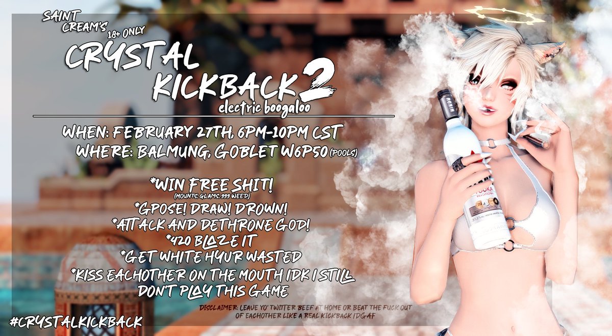 You already know what the fuck is up party people!
Crystal Kickback 2: Electric Boogaloo! 

it's gonna be wet, weird, and wild, so don't miss it!

#CrystalKickback👁️👄👁️