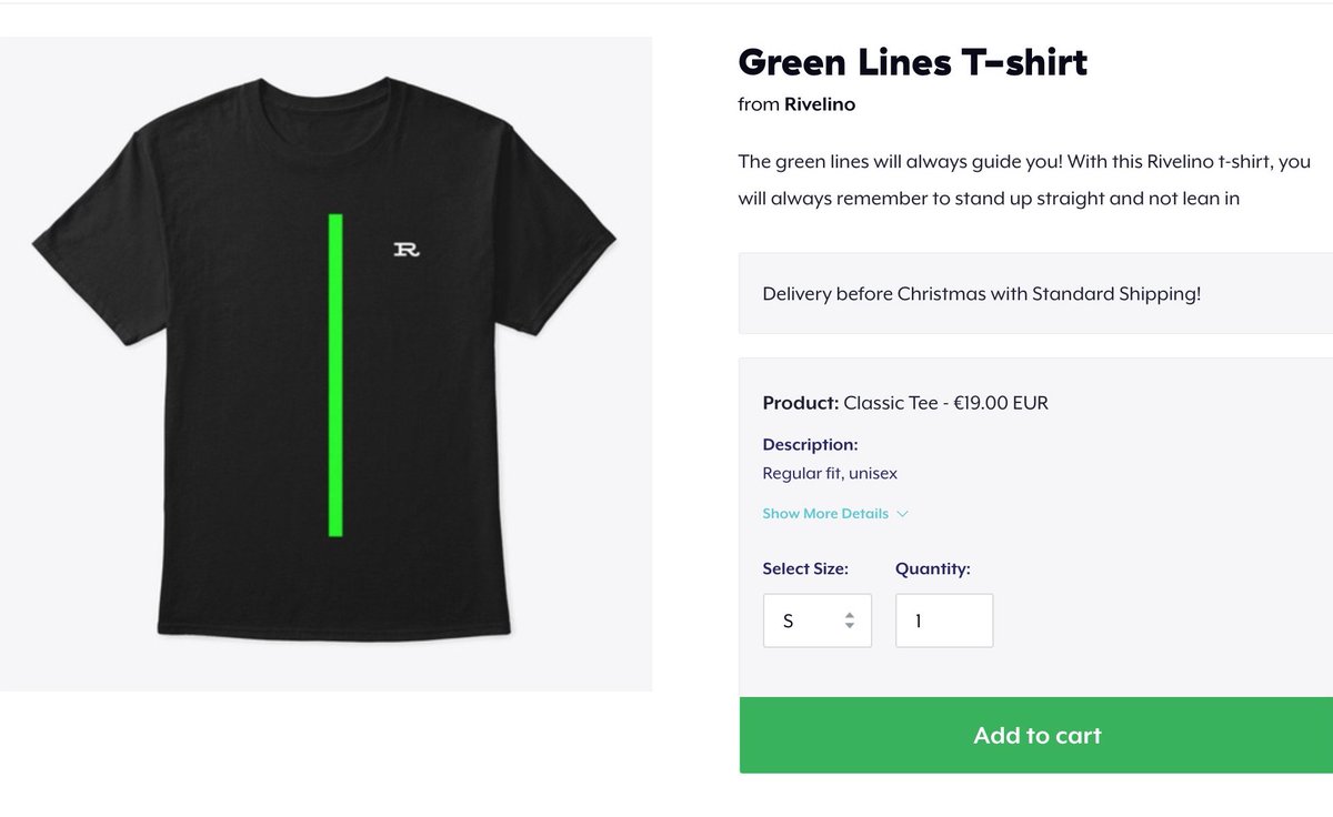 GREEN LINE T-SHIRTS ARE HERERivelino's green lines will guide you! With this ingeniously designed t-shirt, you will always remember to stand up straight and not lean in https://teespring.com/green-lines-t-shirt