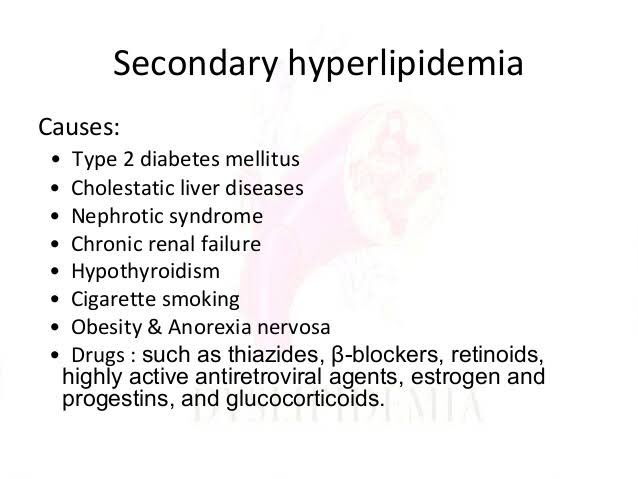 Some cause of reversible secondary hyperlipidemia