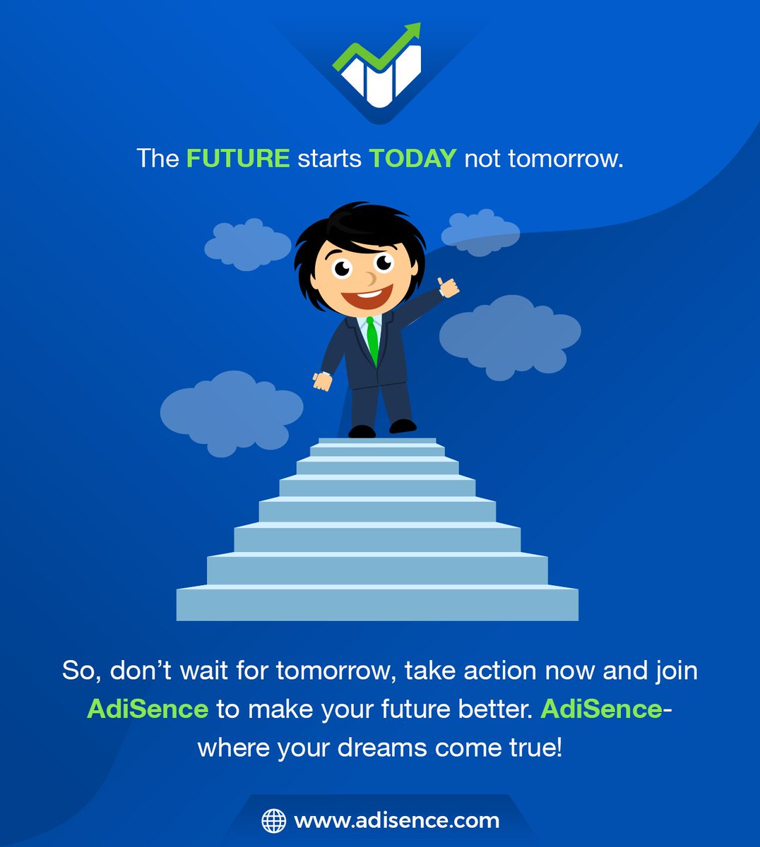 AdiSenceTeam's tweet photo. #Sitting still and waiting for a better #future is stupidity. Your future starts from this moment. Start effort and join AdiSence to make your dreams a reality. You want a #luxurious life in the future, so start earning Now to get it. Build your future with AdiSence. https://t.co/AmRmrqu7DM