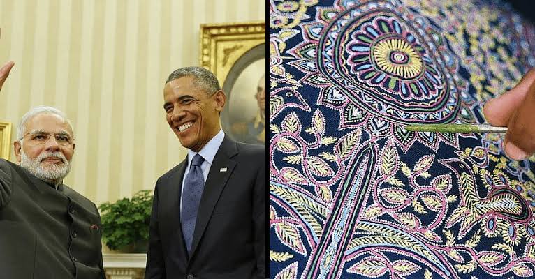 The ‘Tree of Life’ design is the most famous design in Rogan painting. It is inspired by traditional Persian designs. The Prime Minister of India, Sh. Narendra Modi, gifted Rogan paintings to the then USA president, Barack Obama, during his visit to the USA in 2014. @SriRamya21