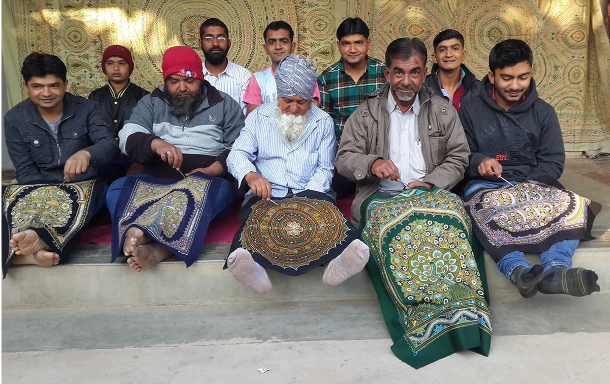 This rare craft is practised by a lone Muslim family, the Khatris of Nirona Village, Gujarat. The nine artists from the Khatri family have six national awards and six State awards between them.