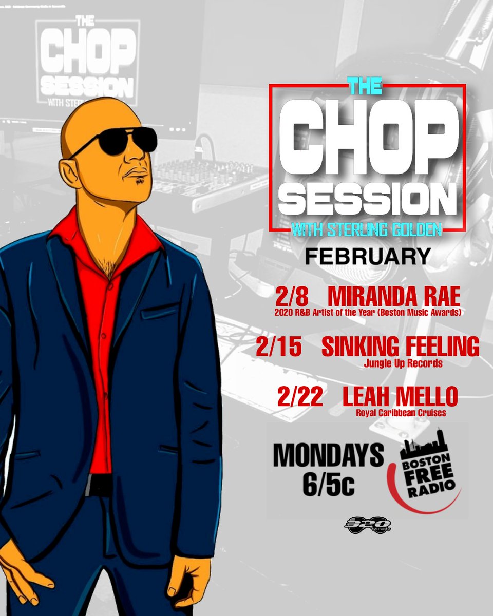 DJSterlinGolden's tweet photo. Right here for all y'all we have our lineup of guests for our award-winning series @TheChopSession in the month of FEBRUARY ❤📆.
2/8 @musicmirandarae
2/15 @SinkFeelMusic 
2/22 @LeeLeeLem 
Let's chop it up 🎙MONDAYS 6/5c @BostonFreeTweet. 😎🎧💛 https://t.co/LlVQuLCOBK