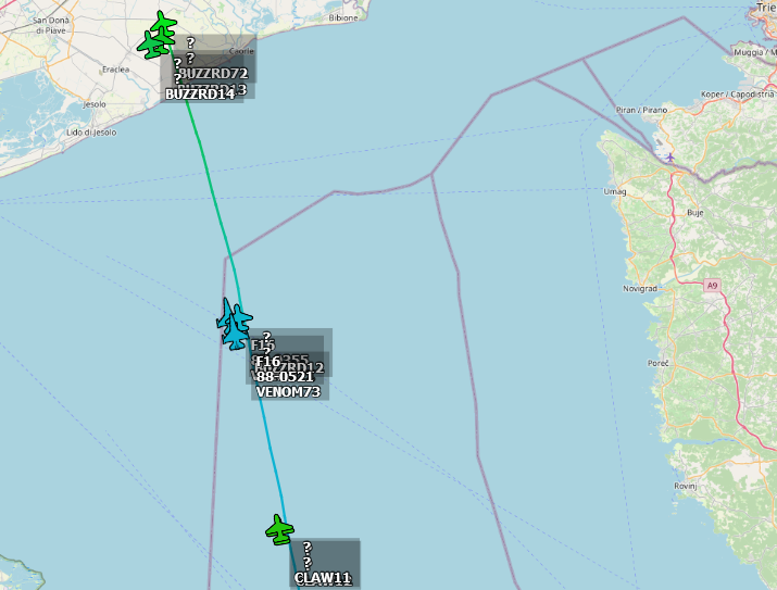SirListenalot's tweet photo. Some #Aviano #F16's rtb from the Adriatic Sea.
#BUZZRD12, 13, 14, 72(Venom?)
#CLAW11, 12
#VENOM71, 73, 74 https://t.co/ZxymtmO1PW