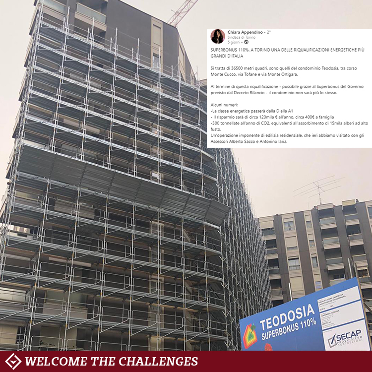 condor_formwork's tweet image. ✅ #SuperBonus110 
💯 C&apos;è anche la firma di 𝗖𝗢𝗡𝗗𝗢𝗥 e del suo #ponteggio 𝗥𝗶𝘀𝗸 𝗙𝗿𝗲𝗲 nella grande riqualificazione energetica che ha interessato il complesso residenziale “Teodosia” a #Torino
.
.
#Condor #Ponteggi #EcoBonus #Scaffolding #SuperBonus