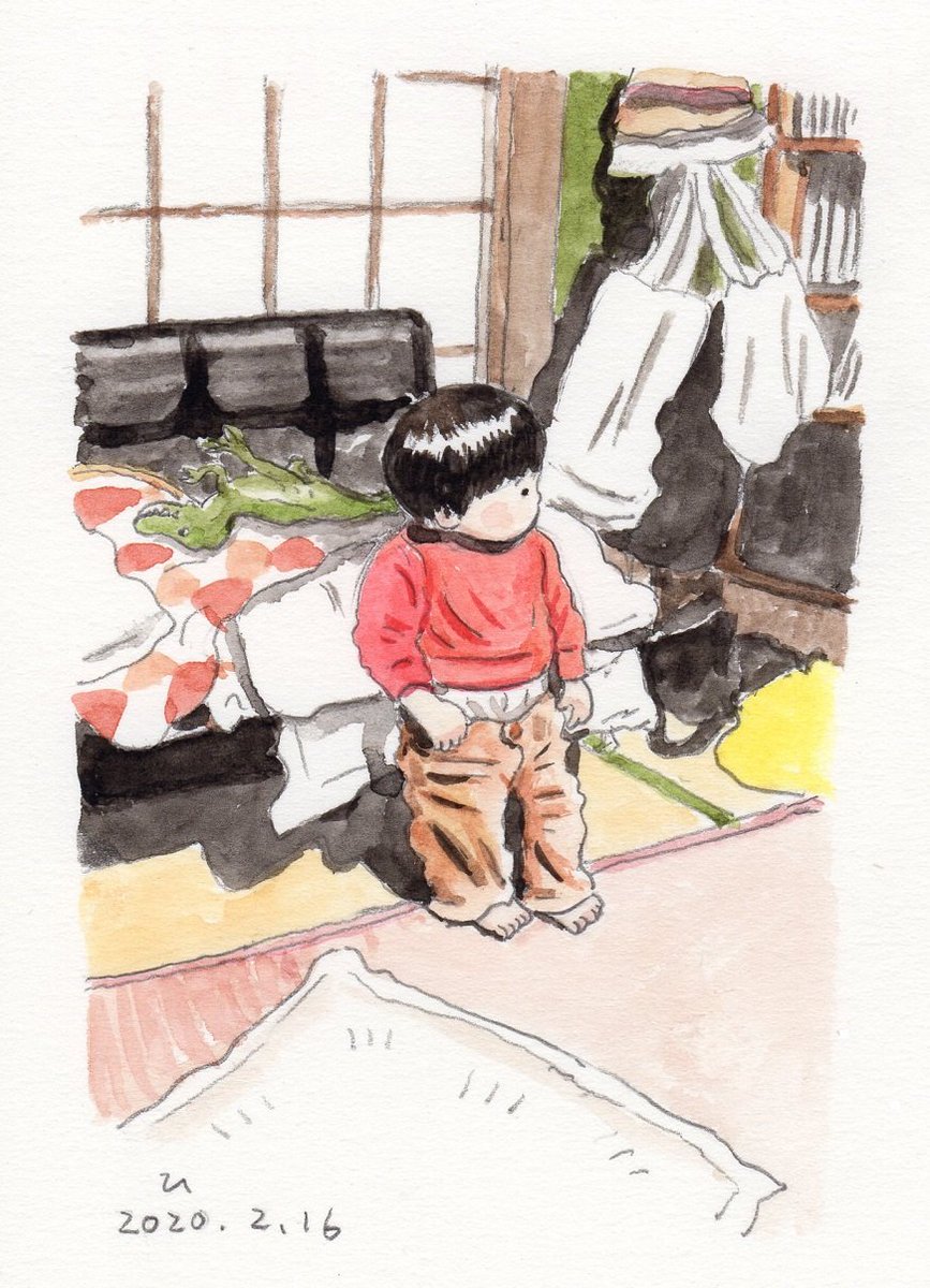 2月になってしまった。せっかくなので去年2月の娘と息子の絵。 