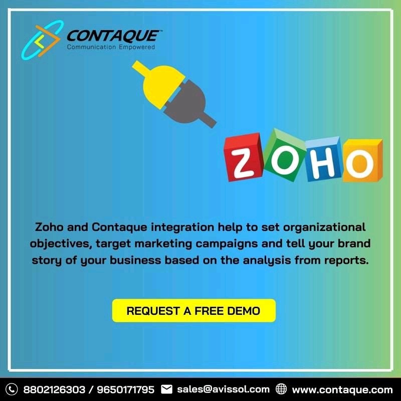 contaque1's tweet photo. Contaque and #ZohoCRM integration help to improve the conversion rate in your businesses. With the help of powerful charts, you can contrast and compare records to know where your business stands. Read more-https://t.co/6YtbqlwGc5
#Contaque #cloud #CloudCallCenterSoftware https://t.co/XdJZps4Uco